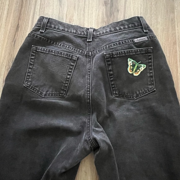 ONE OF A KIND l BLACK BUTTERFLY PATCHED UPCYCLED JEANS | Liz Claiborne - Picture 4 of 8